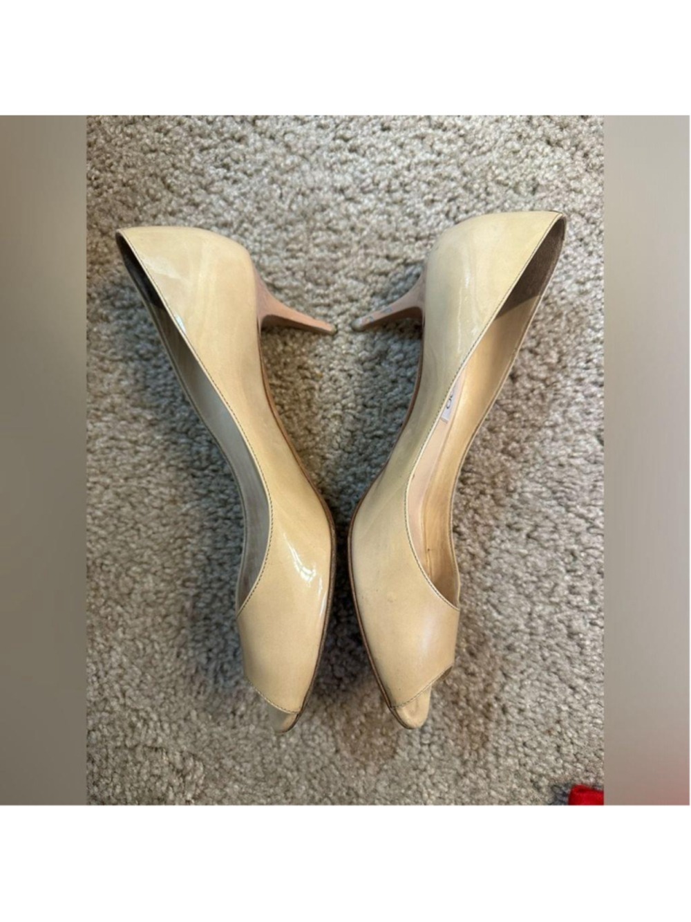 Jimmy Choo Nude Patent Leather Peep Toe Pumps Size 38 - Picture 7 of 10